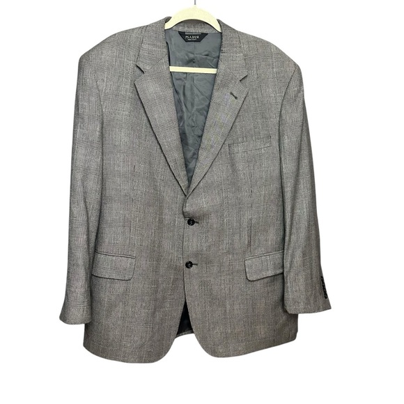 Jos A Bank 100% Wool Gray Blue Striped Blazer Size 46 - Picture 1 of 11